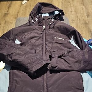 Columbia Jacket Large Thermal Coil Black Blue Woman hood Winter Coat